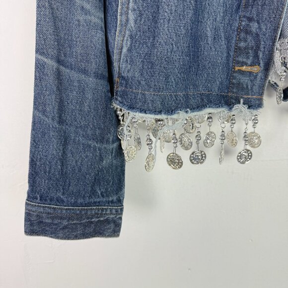 NWT Urban Outfitters Urban Renewal Remade Coin Trim Denim Jacket Medium/Large - Picture 5 of 12